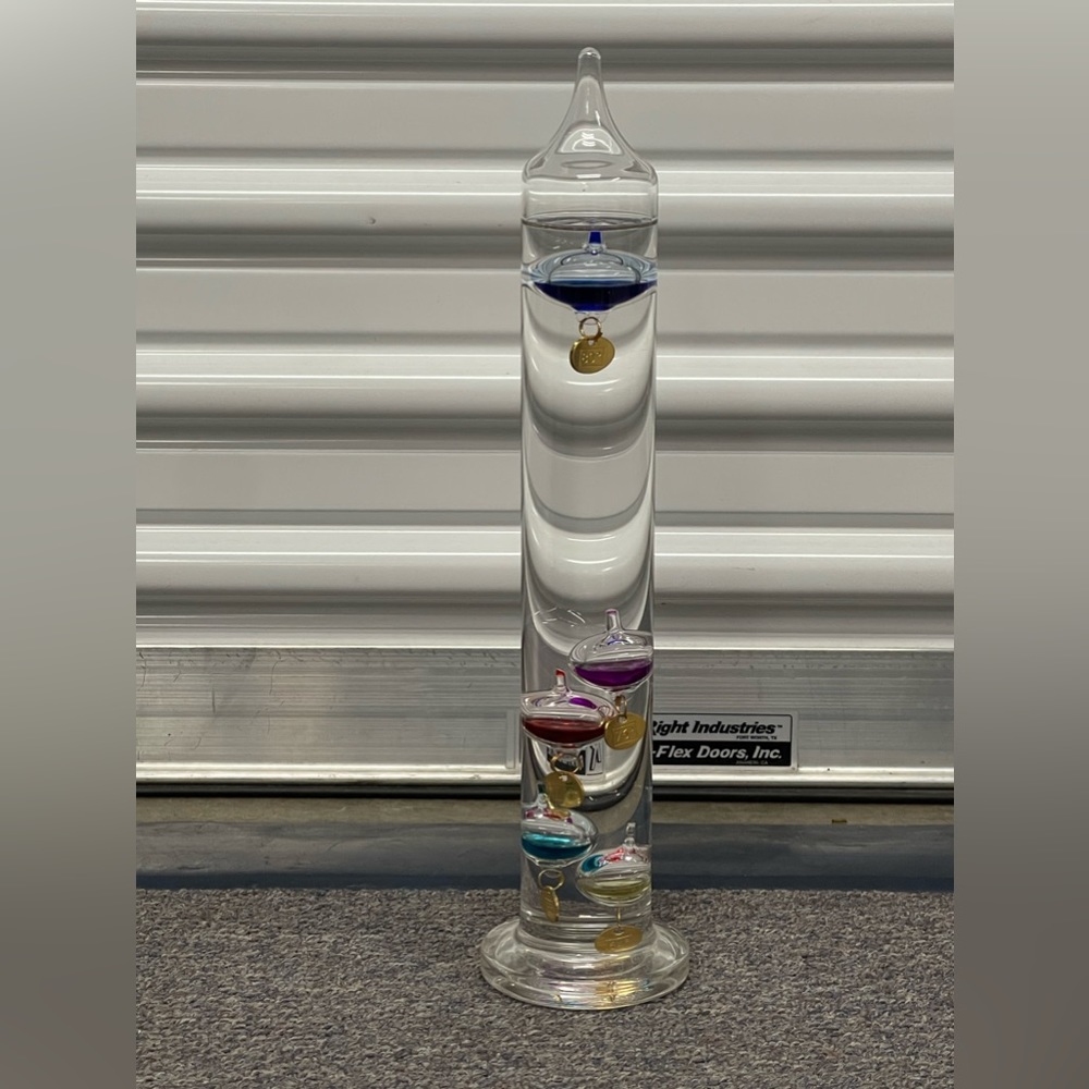 Galileo Liquid Glass Thermometer‎ With Floating Glass Gauge's 13”